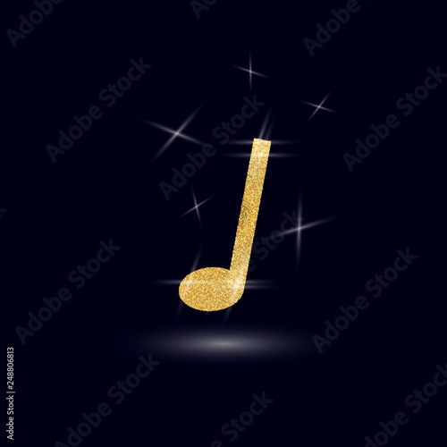 Gold musical notes on the dark background