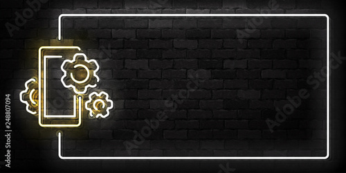 Vector realistic isolated neon sign of Phone Repair frame logo for template decoration on the wall background.