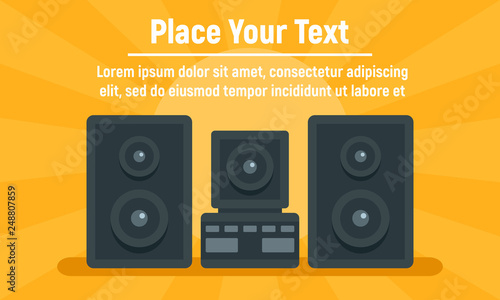 Music stereo system concept banner. Flat illustration of music stereo system vector concept banner for web design