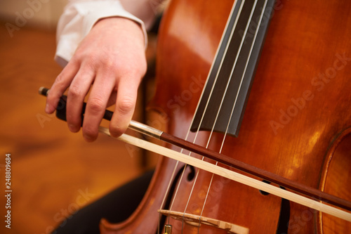 Fototapet One cellist performing a cello piece