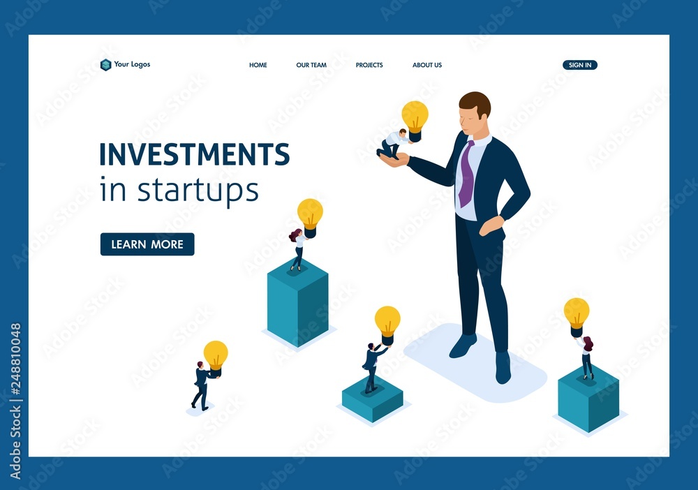 Isometric Businessman Investing in a Startup Isometric Businessman Investing in a Startup