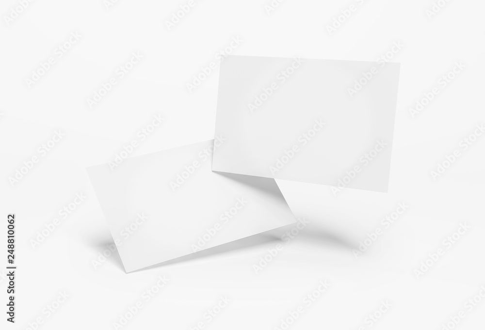 Floating business card mockup isolated 3d rendering Floating business card mockup isolated 3d rendering