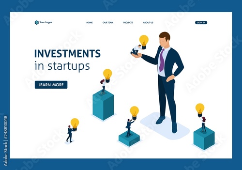 Isometric Businessman Investing in a Startup