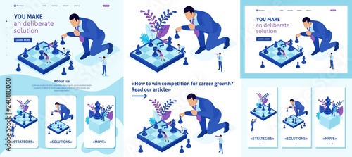 Isometric Set Concept Big Business, Chess Game