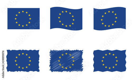 European Union flag, vector flag set of EU