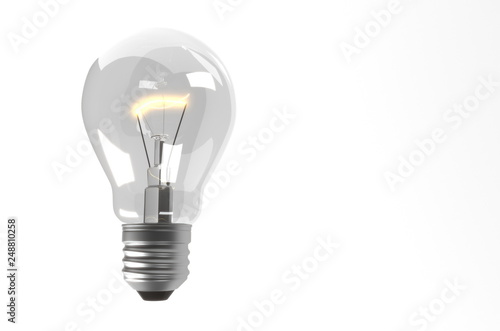Light bulb 3d illustration. Innovation concept idea