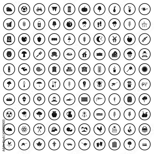 100 agricultural operation icons set in simple style for any design vector illustration
