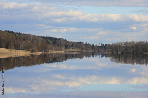 Reflections of clouds on a lake