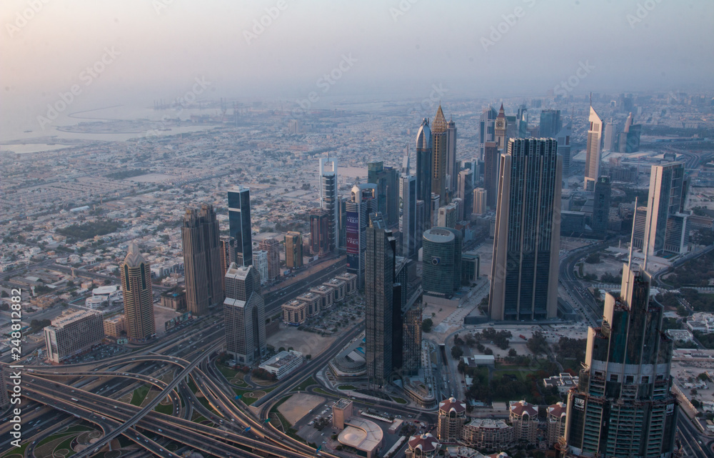 Day-time view of downtown Dubai from Burj Khalifa