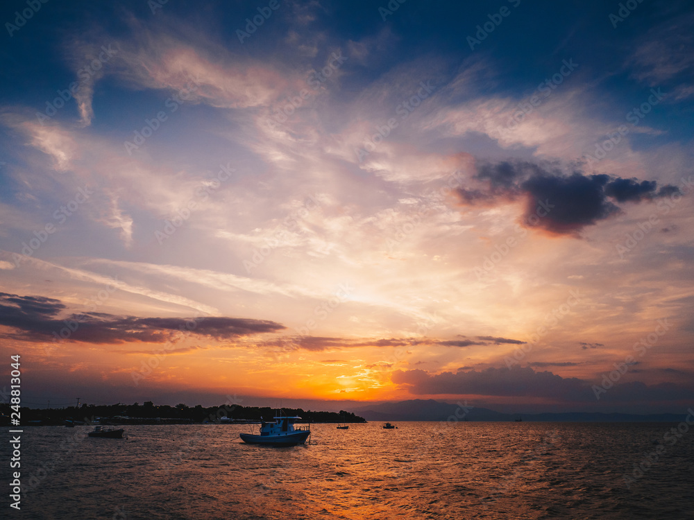 Sunset in Thasos in the summer Sunset in Thasos in the summer