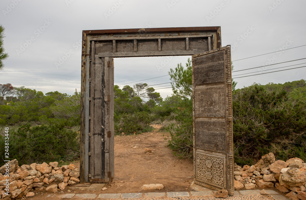 The doors of Llentia on the island of Ibiza