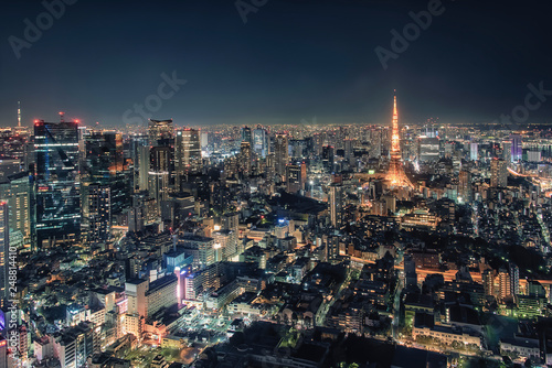 Canvas Print Tokyo Tower illuminated by night in Tokyo