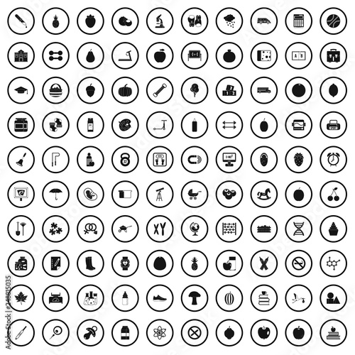 100 apple icons set in simple style for any design vector illustration