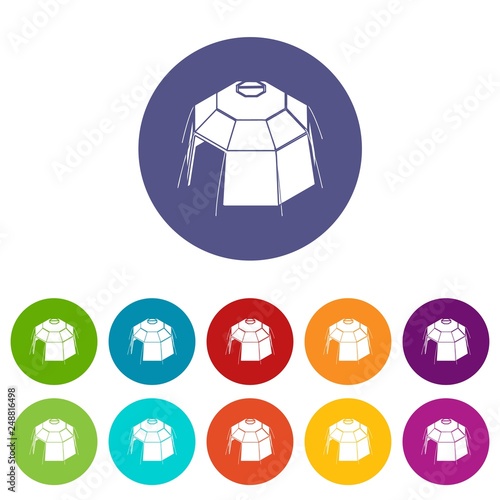 Hexagonal tent icons color set vector for any web design on white background