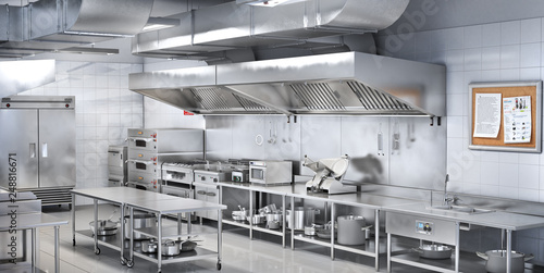 Industrial kitchen. Restaurant kitchen. 3d illustration