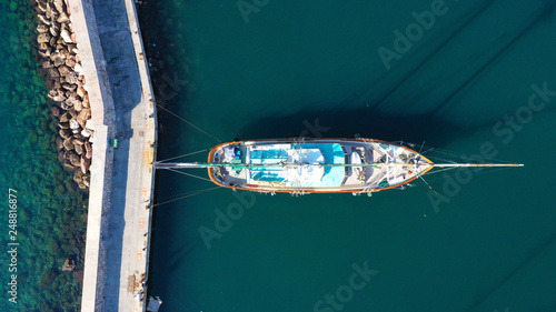 Aerial drone photo of famous marina of Alimos with yachts and sailboats docked, Athens riviera, Attica, Greece photo