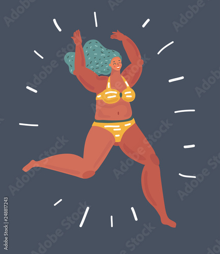 Curvy girl swimming.