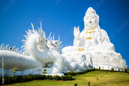 Guan Yin statue in Wat Huay Pla Gung, Chiangrai Thailand. photo