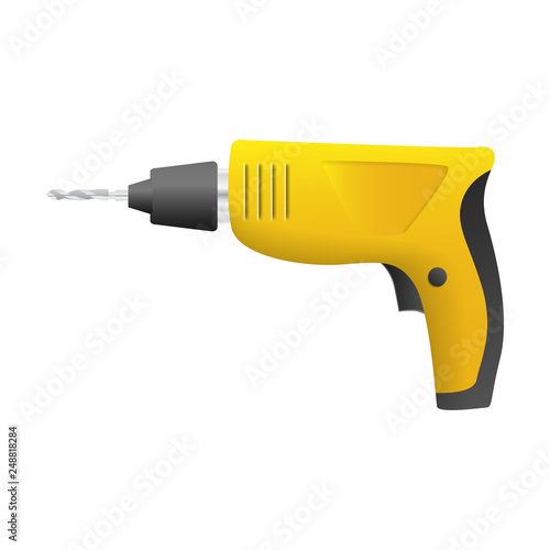 Home drill machine icon. Realistic illustration of home drill machine vector icon for web design isolated on white background