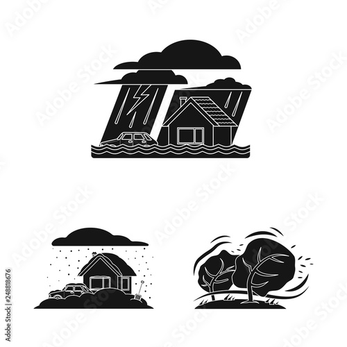 Vector design of natural and disaster sign. Collection of natural and risk stock vector illustration.