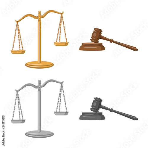 Vector illustration of law and lawyer icon. Set of law and justice stock symbol for web.