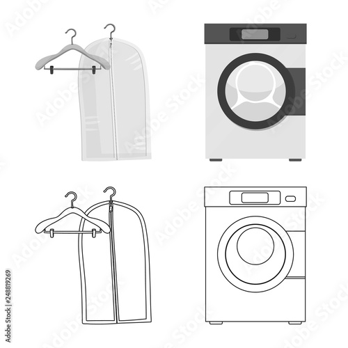 Vector illustration of laundry and clean sign. Collection of laundry and clothes stock symbol for web.