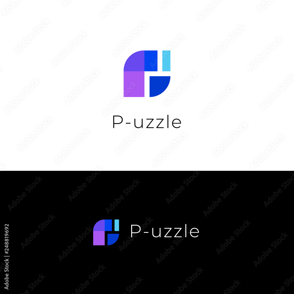 Creative modern bright abstract logo design template symbol for business company, puzzle sign Creative modern bright abstract logo design template symbol for business company, puzzle sign