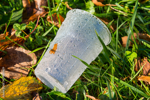 Plastic Glass in the Nature.
