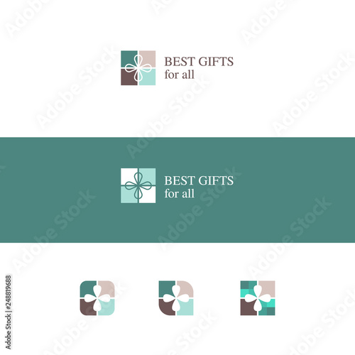 Creative gift shop or outlet store  logo element design template with box. Souvenir service icon business sign 