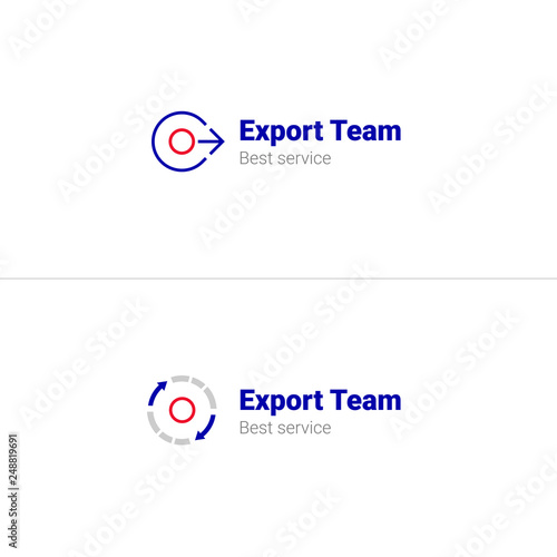 Creative export import store logo design template with circle and arrows. Delivery or logistic symbol business icon sign