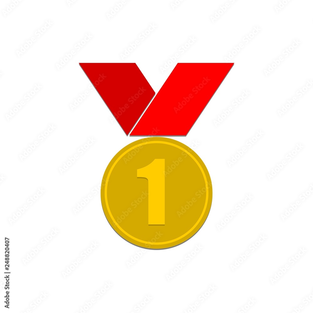 Number 1 winner ribbon award badge, Gold medal Number 1 winner ribbon award badge, Gold medal
