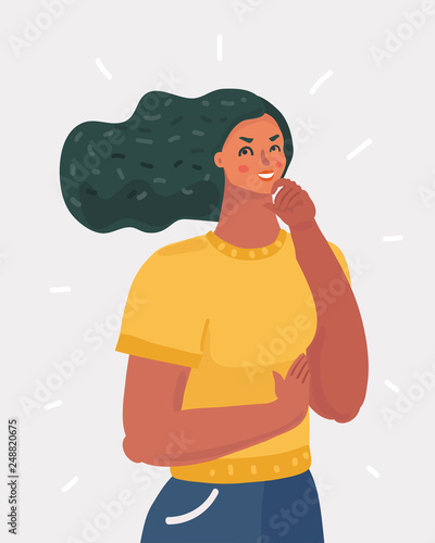 Cute thinking woman thinking.