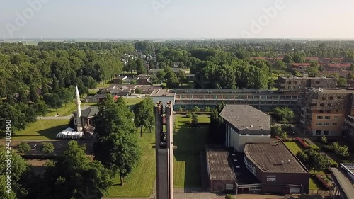 Drone view of the Ark and mosque in Dronten, Flevoland, The Netherlands. photo