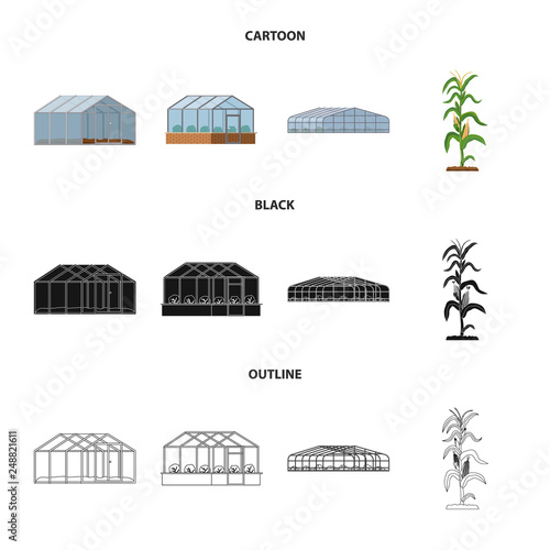 Vector design of greenhouse and plant symbol. Collection of greenhouse and garden vector icon for stock.