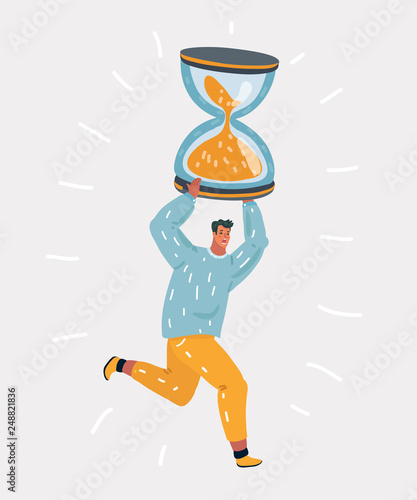 Businessman showing time on his sand glasses.