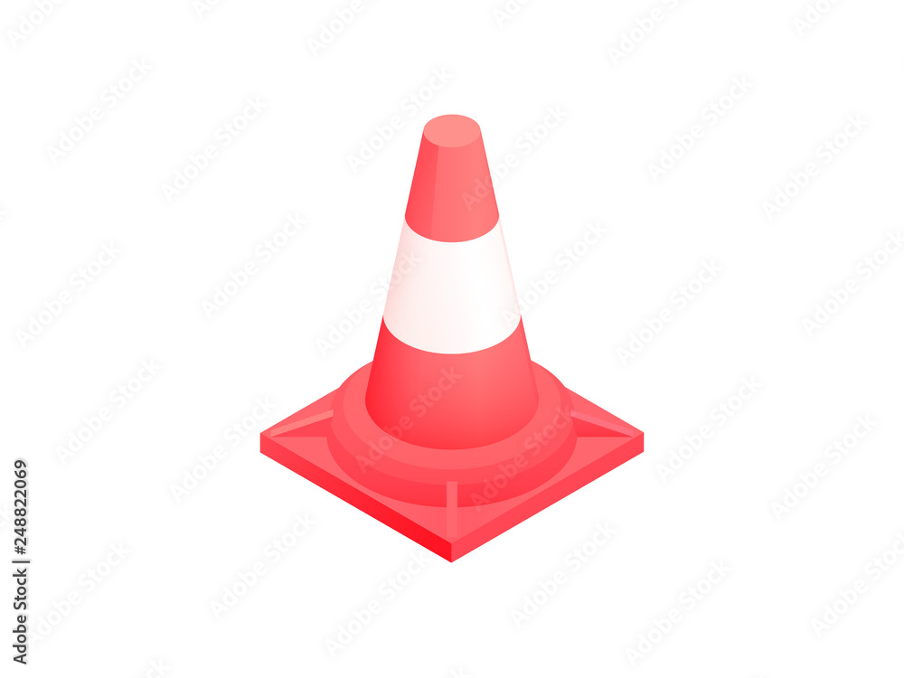 Red traffic cone icon isolated on white background. Vector illustration Red traffic cone icon isolated on white background. Vector illustration