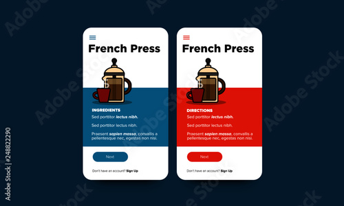 French Press App interface Design
