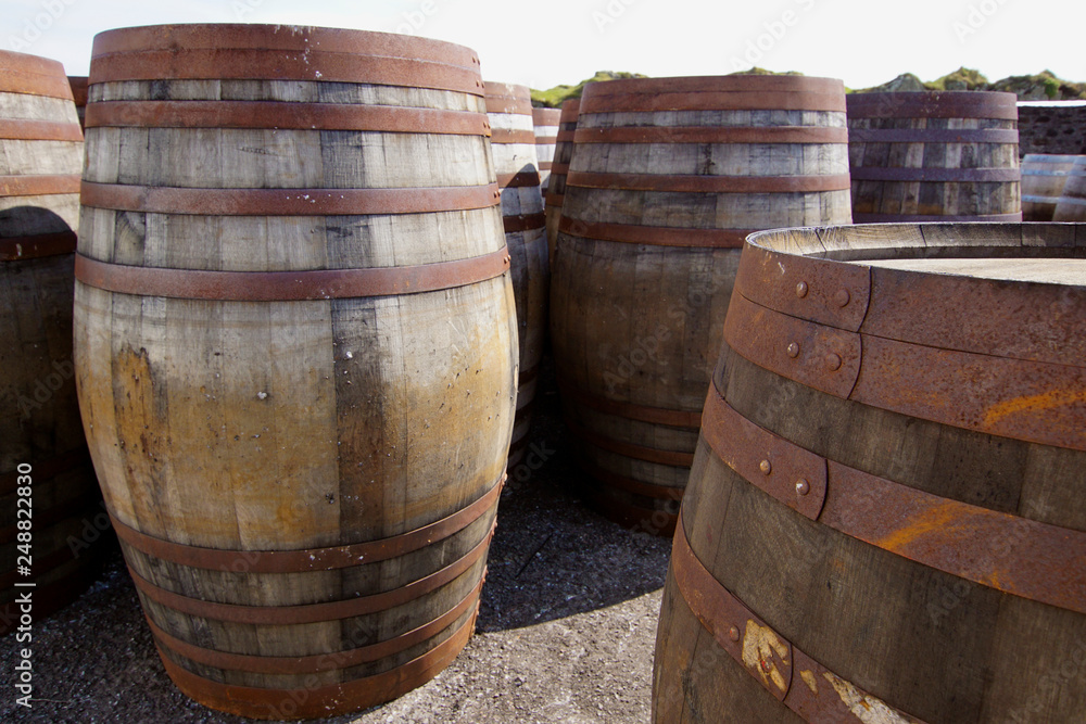 Old wooden barrels