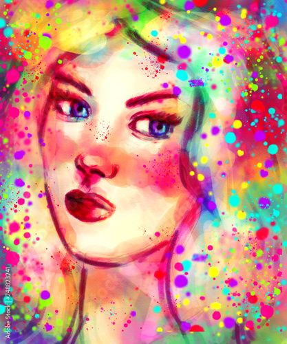 Frau Porträt, Wasserfarben, abstrakt © frittipix