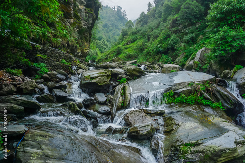 Incredible nature at the beginning of the Himalayas. Mountains and Falls Bhagsunag. Dharamsala, India