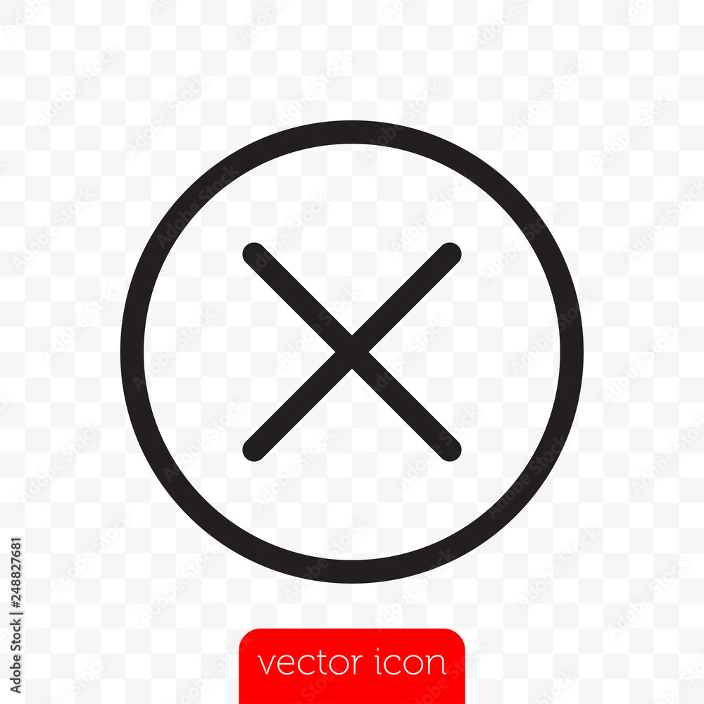 Close button. Vector close icon line X cross in circle Stock