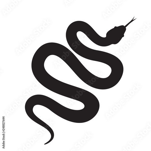 Snake silhouette vector icon. Long cobra or python snake creeping
