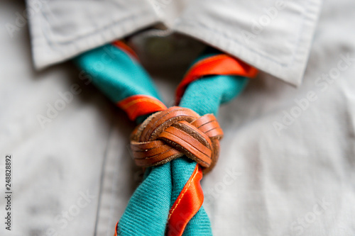  scout scarf and woggle . Concept is learning Scout subject. photo