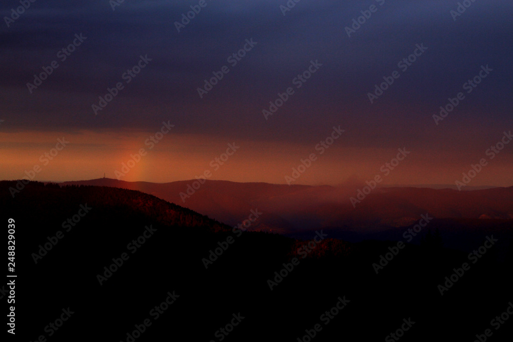 sunset in the Carpathian mountains sunset in the Carpathian mountains
