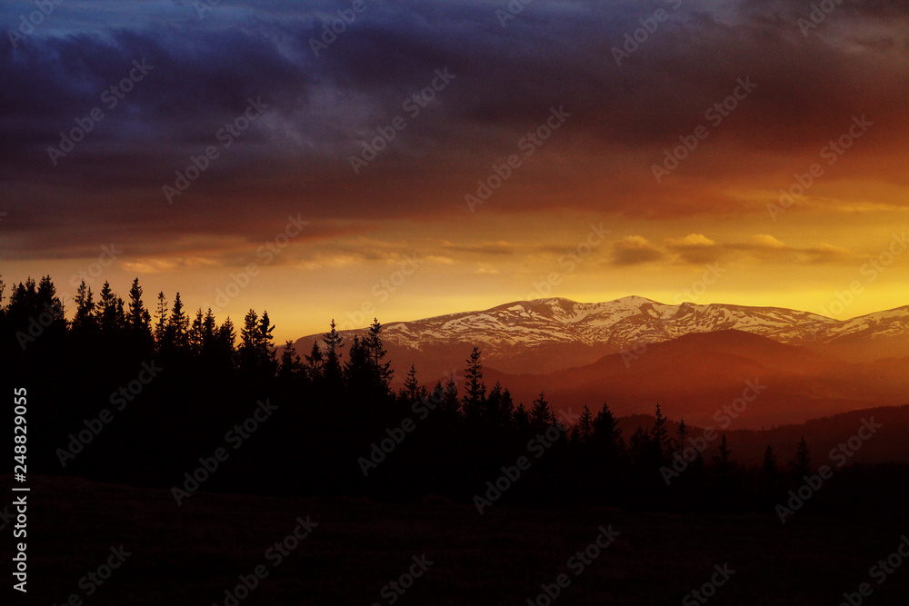  sunset in the Carpathian mountains
