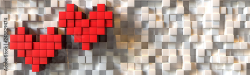 Fotografía Voxel art hearts in the left side