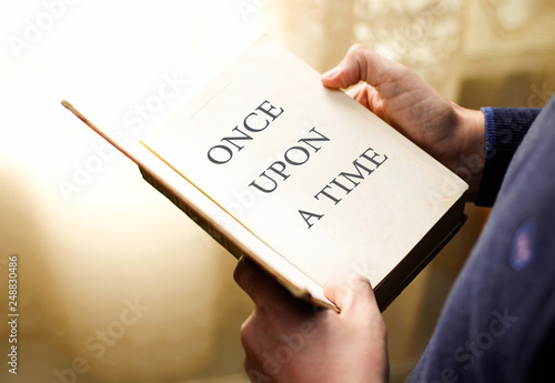 Text Once upon a time typed on book