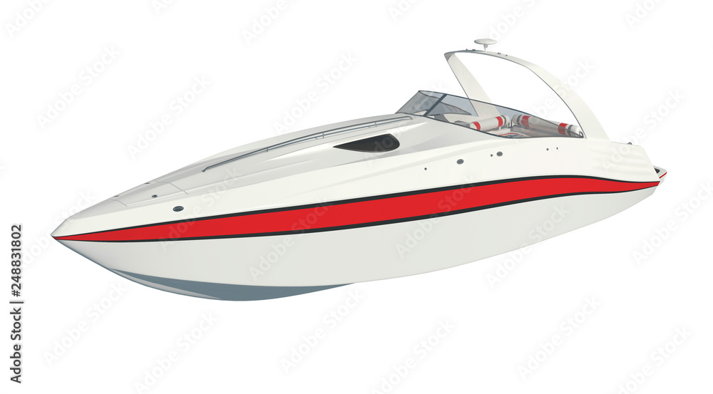 Speedboat Isolated on white background 3D illustration