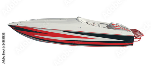 Speedboat Isolated on white background 3D illustration photo