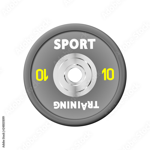 Dense grey weight plates numbered weights. 10. Illustration vector equipment for barbells. GYM, fitness center with provision simulators